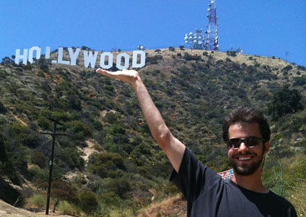 Holding up the Hollywood sign